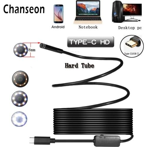 Chanseon 8/5.5mm USB Endoscope Camera TYPE-C HD Endoscope Inspection Hard Tube Camera PC Android for Huawei Phones Borescope
