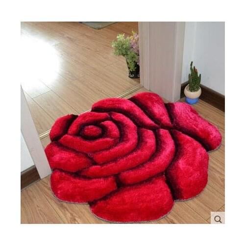 Korean silk 3D Rose shaped car Carpet For Living Room and Area garden style stretch yarn Rug Bathroom Bedroom Carpet Floor Mat