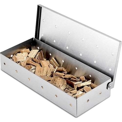 BBQ Smoker Box Wood Chips For Indoor Outdoor Charcoal Gas Barbecue Grill Meat Infuse Smoke Flavor Accessories Smoker Box