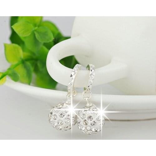 Silver Color Circular Drop Earrings female Models Fashion Jewelry Lovely Wild Super Flash Retro Crystal Jewelry