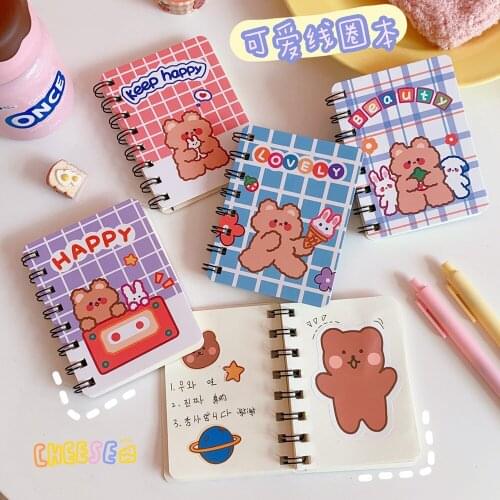 Cute Bear Rabbit Blank Sketch Notebook Mini Loose-leaf Kawaii Notebook Journal Diary Book School Stationery