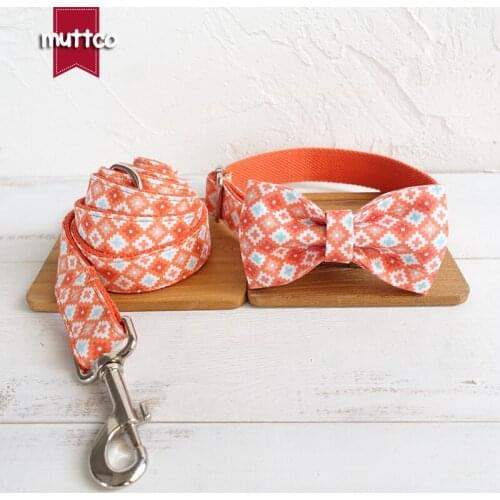 MUTTCO retailing creative butterfly knot dog collar THE BISCUIT handmade nylon dog collars and leashes set 5 sizes UDC065