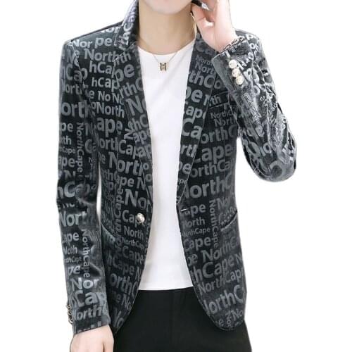 Mens Business Suit,New Fall Style, Blazer, Letter Print, Button Button, Pocket Decoration, Three Colors,M-3XL,Youth Style Match