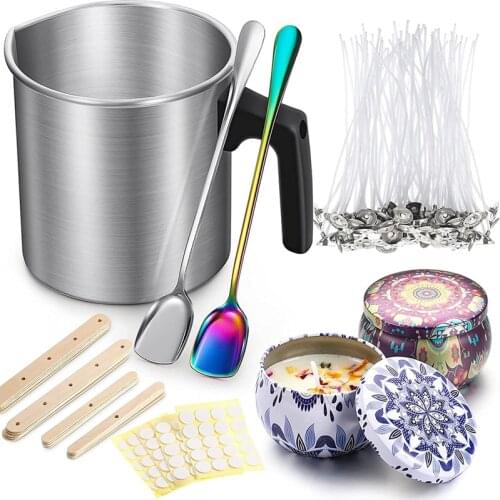 225 Pieces Candle Making Kit ,Candle Making Pouring Pot for DIY Candles Making,Long Handle Spoon,Candle Wicks