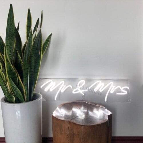 Hdjsign12V Transparent Acrylic Mr & Mrs Flex Led Neon Light Ins Wall Decor Neon Wall Signs Light Up Signs