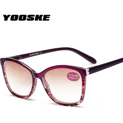 YOOSKE TR90 Reading Glasses Women Gradient Sunglasses with Diopters Reading Glasses Prescription Eyeglasses +1.0 4.0