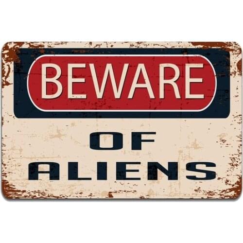 Beware of Aliens Halloween Decor Vintage Retro Tin Sign Metal Sign Decor for Garage Home Bar Pub Store Shop Hotel Man Cave Club