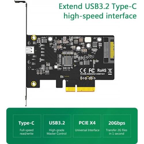 For MAIWO PCI Express X4 to USB3.2 Adapter Card High Speed 20Gbps Type C For PC Desktop Computers Riser Converter Accessory
