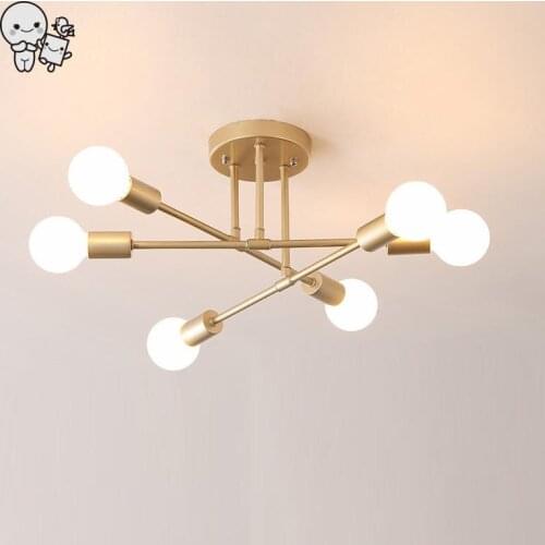 Gold Iron Tube Ceiling Light Fixture Modern Simple Nordic Hanging Lamp Plafon Lustre Luminaire for Foyer Bedroom E27 E26 Bulb