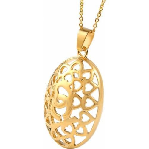 RIR Simple Style Hollow Oval Necklaces Elegant Geometric Female Stainless Steel Jewellery Necklace Dance Party Gift