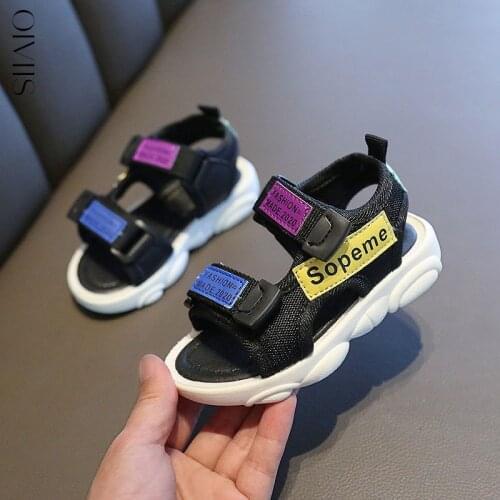 Summer New Canvas Sandals Boys Girls Sandals Solid Color Soft Soled Anti-Slip Children Kids Shoes Summer Beach Sandals