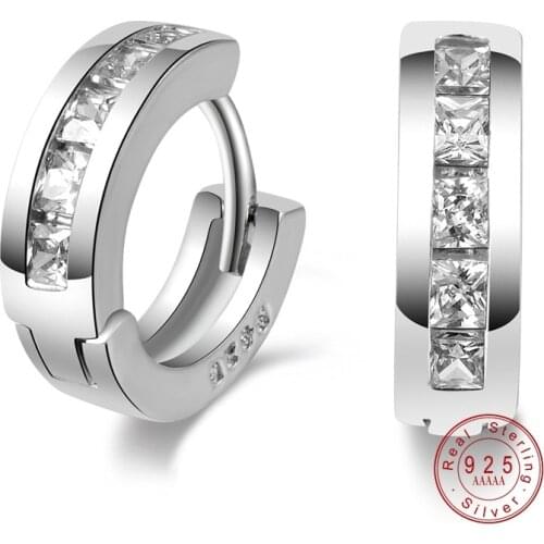 Fashion Silver Color Stud Earrings Jewelry Luxury Rhinestone Inlaid Simple Ear Buckle Earrings For Women Girls Jewelry