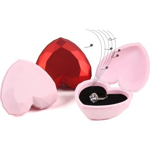 Heart Shaped Music Ring Jewelry Box Girls Clockwork Music Mechanism Christmas Gift Necklace Jewellery Storage Case Home Decor