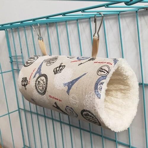 Cute Pet Guinea Pig Tunnel Warm Sleeping Bag Toy Small Animals Hanging Bed Plush Chinchillas Hamster Cage Ferret Pet Accessories