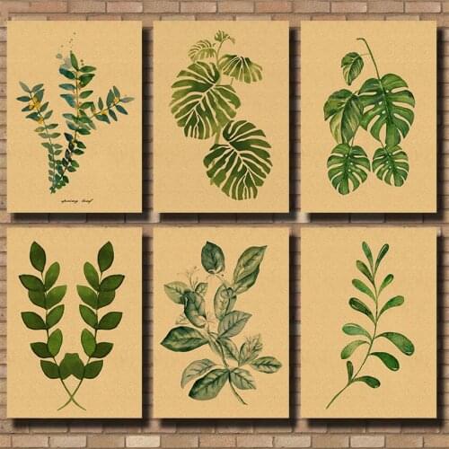 WTQ Plants Leaf Nordic Paintings Wall Decorative Sheets Canvas Painting Retro Poster Wall Decor Wall Art Picture Home Decor
