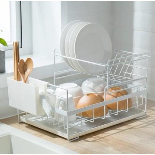 Sweet Home Collection Dish Drainer Drain Board and Utensil Holder Simple Kitchen Storage Rack, Supplies, Dish Rack, Lid Rack