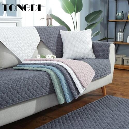 Tongdi Modern Thick Plush Slipcover Grid Sofa Cover Towel Elegant Anti-skid Seat Couch Luxury Decor For Home Parlour Living Room