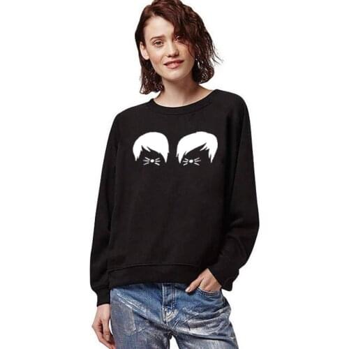 Funny Printing Sweatshirt Women Round Neck Hoodies Moletom Feminino Dan and Phil Cat Whiskers Cartoon O-neck