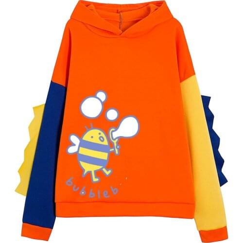 Cartoon Bee Hoodies Winter Patchwork Sweatshirt Fleece Oversized Pullovers Hooded Women Coat Female Harajuku Cute Sportswear Top