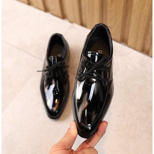 Children Leather Shoes Boys Dress Shoes Solid Color Black Kids Casual Shoes British Style Soft Sole Student