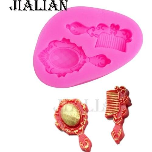 Mirror Comb shape baking Fondant Mold Sugar Craft Cake Decorating Tools Christmas Silicone Mold T0724