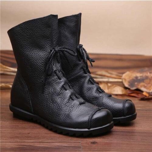 Women boots 2021 new arrival genuine leather snow boots women fashion lace-up within Increase winter boots women shoes