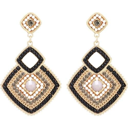 Korean Geometric Square Bohemia Bead Earrings For Lovely Girls Fashion Jewelry Gifts Brincos Boucle D'oreille Femme
