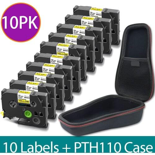 EVA Hard Case For Brother PTH110 PT-H110 Label Printer with 10PK 12mm 631 Laminated Label tape for Portable Carrying Travel Box