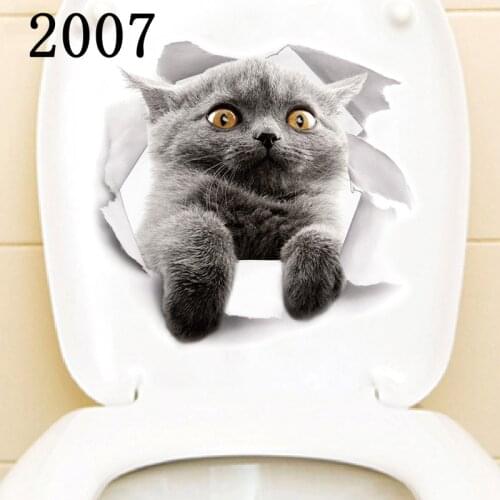 1Pcs Waterproof Toilet Stickers 3D Cats Pattern Bathroom Sticker Wall Decals Kids Room Decoration Mural 25*16.5CM