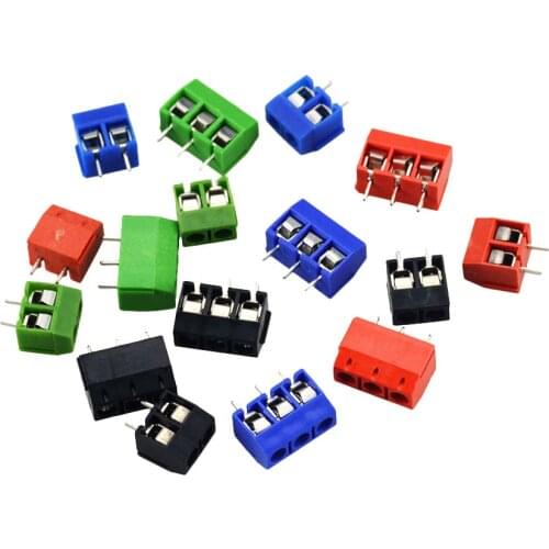 10PCS 4 Color KF301-2P 3P Screw 5.08mm Terminal Block 2 Pin 3 Pin PCB Terminal Block Connector High Current Plug-In Terminals