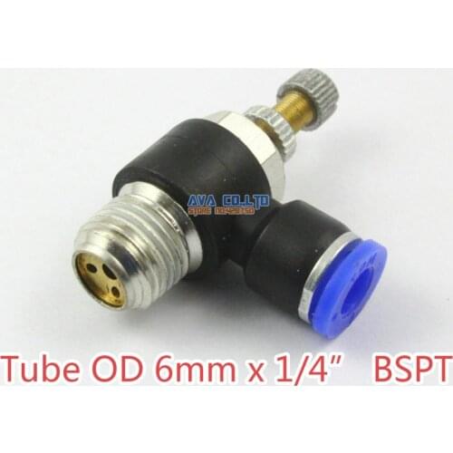 10 Pieces Tube OD 6mm x 1/4" BSPT Air Flow Control Valve Pneumatic Connector Push In To Connect Fitting