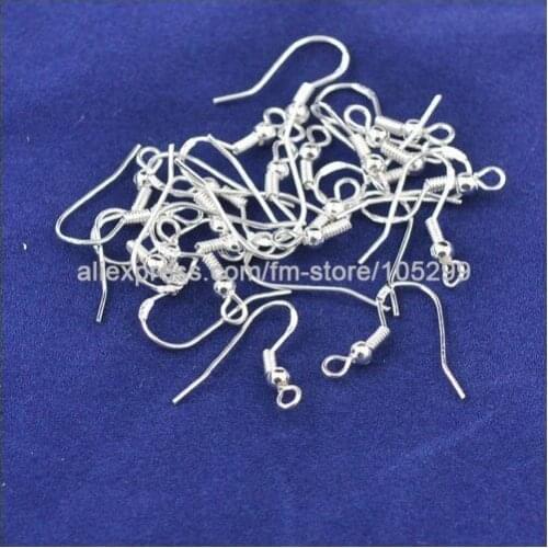 JEXXI 200PCS 18MM Making DIY jewelry findings silver hook earrings 925 sterling silver French Ball hooks earrings Silver