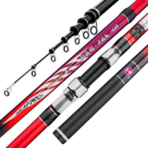 3.6m/4.5m/5.4m/6.3m 2020 Upgraded Super Hard tune Carbon Rock Fishing Rod use ocean sea fishing pole Hand Rod Dual-use Set