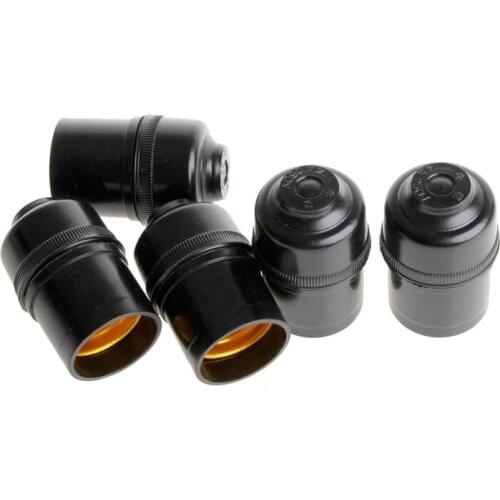 5pcs Black E27 Light Bulb Lamp Holder Base Pendant Screw Cap Socket 250V 4A