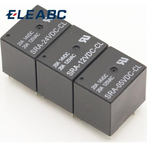 5PCS/lot Power relays SRA-05VDC-CL SRA-12VDC-CL SRA-24VDC-CL 5V 12V 24V 20A 5PIN