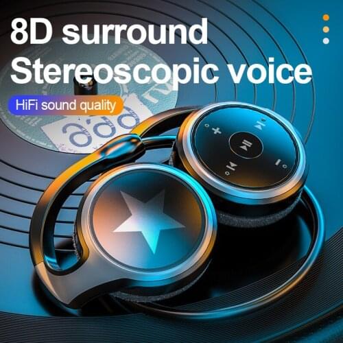 BT 5.0 stereo wireless earphone with FM radio support TF card sport wireless headset 8D HIFI sound