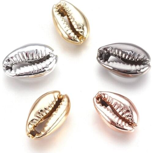 PandaHall 50pcs Electroplated Shell Beads Loose Beads for Jewelry Making Accessories Findings Cowrie Shells 15~20x10~12x5~6mm