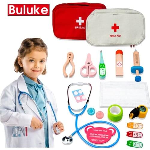 Kids Wooden Doctor Toy Pretend Hospital Medicine Accessories Children Toy Simulation Family Doctor Nurse Medical Kit Toy