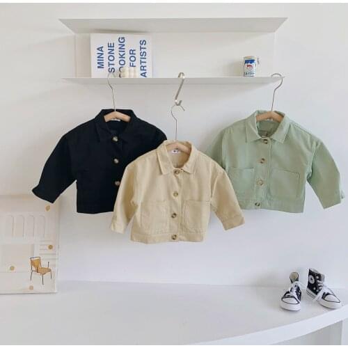 Childrens Autumn Short Coat 20 New Boys and Girls Overalls Baby Korean Style Casual Trench Coat Small Jacket Fashion