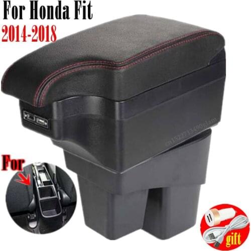 For Honda Fit Armrest For Honda Fit 2014 2015 2016 2017 2018 Car Armrest box Retrofit parts Interior Storage box 6USB