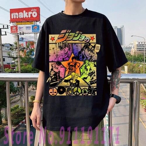 Brand JoJos Bizarre Adventure Anime t shirt Harajuku Y2k Tee Streetwear Graphic Top 100% Cotton Oversized Tshirt Female/Man
