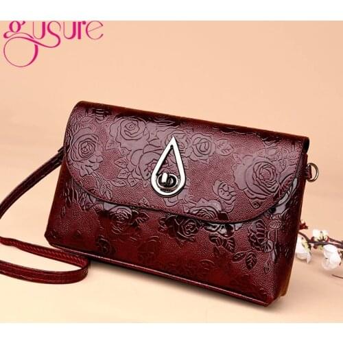 Gusure Retro Embossed Flower pattern Women Shoulder Messenger Bag Envelope Flap Small Purse Vintage Crossbody Bags