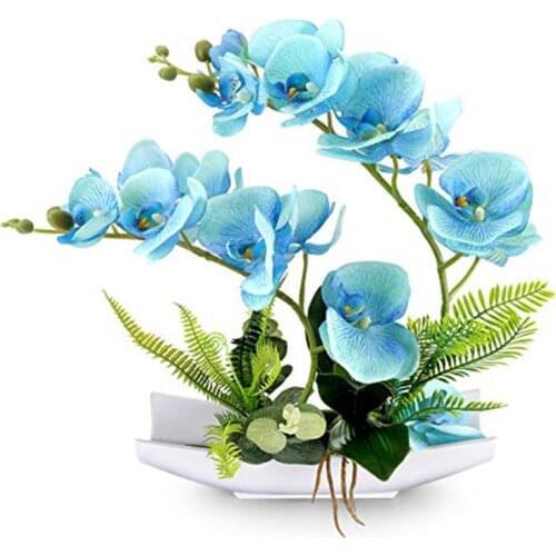 Artificial Plastic Bonsai Butterfly Orchid Vase Fake Plants Flower Wedding Decorative Potted Bonsai Plant