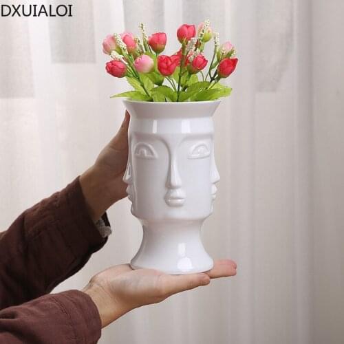 Nordic creative ceramic vase hydroponic face vase abstract portrait flower arrangement piece of ceramic crafts home decor gift