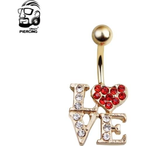 Romantic New Fashion Hollow Belly Button Rings "LOVE" Sexy Body Piercing Bars Piercings Navel Piercing Gothic Fine Jewelry