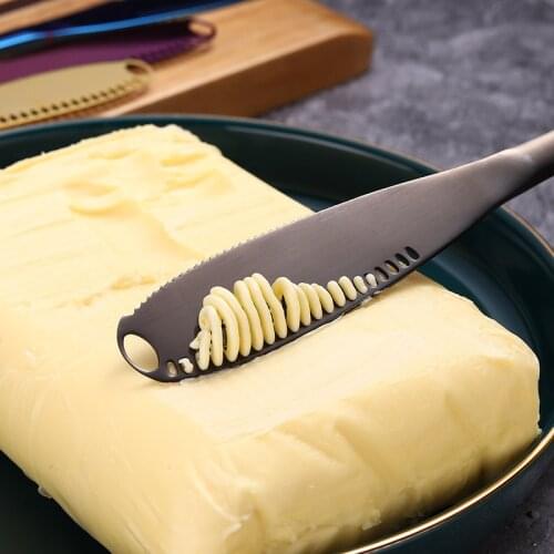 Multifunction Butter Knife with Hole Stainless Steel Knife and Fork Cheese Dessert Jam Knife Toast Bread Tableware Kitchen Tool