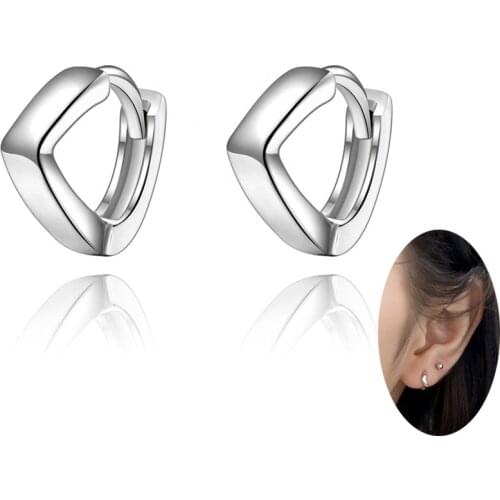 Fashion Small V Shape 925 Streling Silver 6mm Hoop Earrings Ear Cartilage Cuff Piercing Huggie Hoop Earring For Women