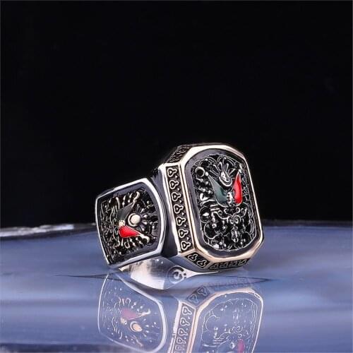 Ottoman Crest Motif 925 Sterling 925 K Silver Men 'S Ring