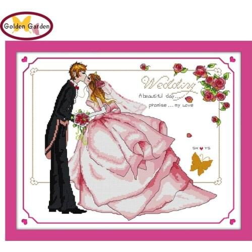 GG The Promise of Love Cartoon Counted Cross Stitch 11CT14CT DIY Kit Joy Sunday Needlework Embroidery Cross Stitch Sets for Kids