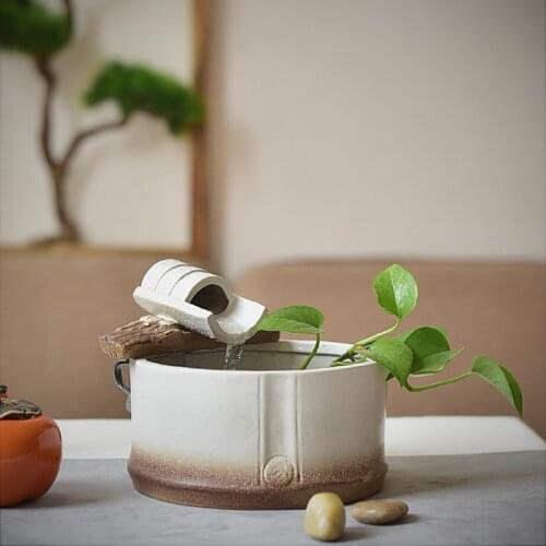 Small Flow Device Fountain Decorations Living Room Office Bamboo Joint Creative Modeling Decorations Ceramic Ornaments